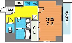 ウェルベア新神戸 1Kの間取図画像