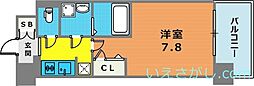 エスリード神戸三宮ノースゲート 1Kの間取図画像