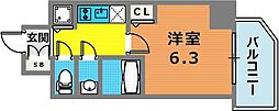 エスリードレジデンス神戸三宮 1Kの間取図画像