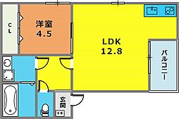 コウアロイヤル灘 1LDKの間取図画像