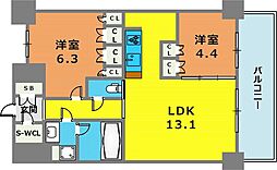 プラネソシエ神戸元町 2LDKの間取図画像