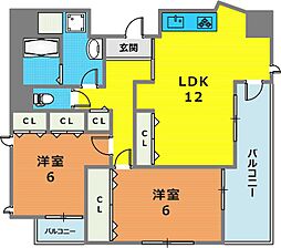 MAINSTAGE兵庫 2LDKの間取図画像