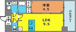 プレサンス三宮東フィール 1LDKの間取図画像