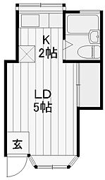 吉永ハイツ ワンルームの間取図画像