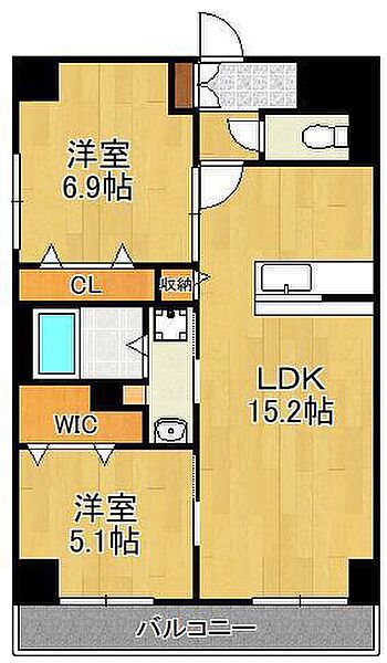 グランシャルール京町 ｜福岡県北九州市小倉北区京町4丁目(賃貸マンション2LDK・3階・60.48㎡)の写真 その2