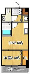 クラブオリエントNo.71トラストタワー 1DKの間取図画像