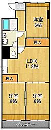 チュリス小倉 3LDKの間取図画像