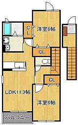 ウッドクリークテラスB 2階