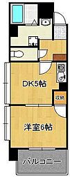 ハートピア鍛冶町 1DKの間取図画像