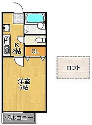 エクシヴ大里 1Kの間取図画像