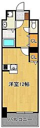 エヴァーグリーンQ ワンルームの間取図画像