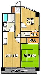 アベニュー21 2DKの間取図画像