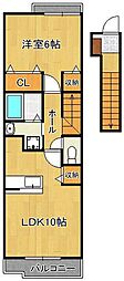 プラスパーB 1LDKの間取図画像