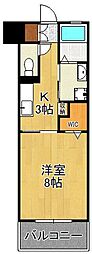 リンデンバウム京町 1Kの間取図画像