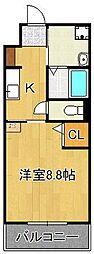 the STAGE 中津口 1Kの間取図画像