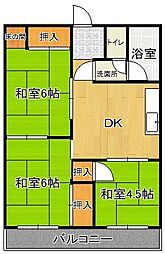 ディアライフ赤坂 3DKの間取図画像