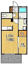 studie4小倉離宮 1LDKの間取図画像