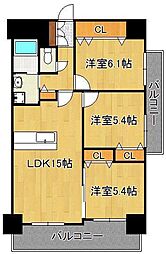 グランシャリオ三萩野 3LDKの間取図画像