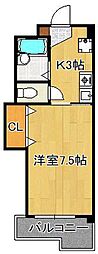 アビタシオン柳町 1Kの間取図画像