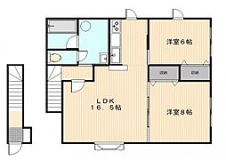 アロハシェラトンク 2LDKの間取図画像