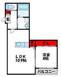 遠賀郡遠賀町大字木守アパート 1LDKの間取図画像