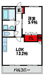 グランディール・ハイム 1LDKの間取図画像