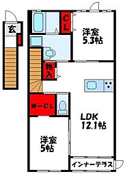 プランドールユー 2LDKの間取図画像