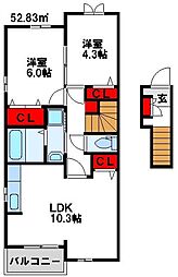 メゾングラース5 2LDKの間取図画像