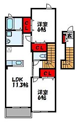 Mステージ天神2 2LDKの間取図画像