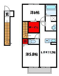 トレス中間壱番館 2LDKの間取図画像