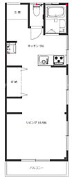 小林アパート ワンルームの間取図画像