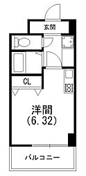 エイワマンション竜禅寺 ワンルームの間取図画像
