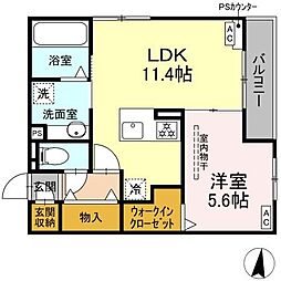 D-Hills西浅田 1LDKの間取図画像