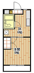 テクトピアホームズ高丘 1DKの間取図画像