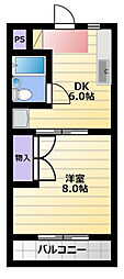 ユーアイハイツ 1DKの間取図画像