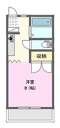 サンハイツエム2 1Kの間取図画像