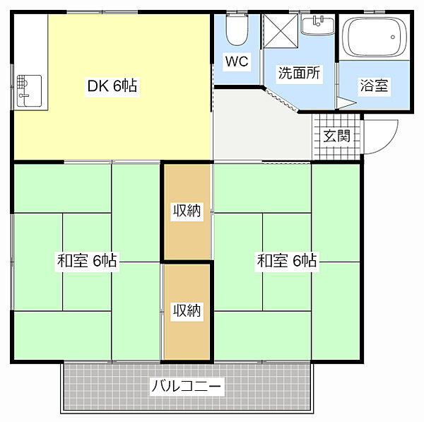 リバティマサル 2B｜静岡県浜松市中央区西伊場町(賃貸アパート2DK・2階・42.77㎡)の写真 その2