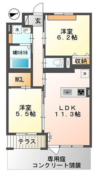 Act Dream Home 102｜静岡県浜松市中央区佐鳴台２丁目(賃貸マンション2LDK・1階・57.51㎡)の写真 その2