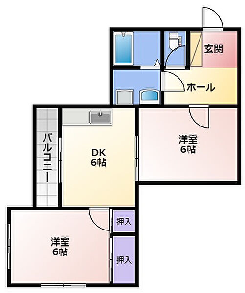 グリーンハイツヒロタカF 102｜静岡県湖西市新所・岡崎・梅田入会地(賃貸アパート2DK・1階・47.17㎡)の写真 その2