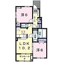 カトルフィユ 102 ｜ 静岡県浜松市中央区中沢町（賃貸アパート2LDK・1階・54.19㎡） その2