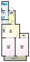 カーサ匠 2DKの間取図画像