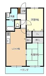 リベルテ曳馬 2LDKの間取図画像