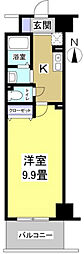 セントラルコート21 1Kの間取図画像