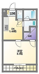ピューピル有玉 1Kの間取図画像
