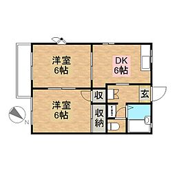 アークガーデン和合D 2DKの間取図画像