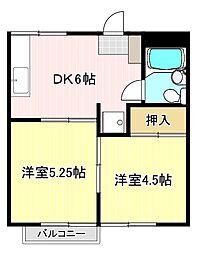 コーレイパーム2 2DKの間取図画像