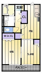 ジョワイユ 2DKの間取図画像