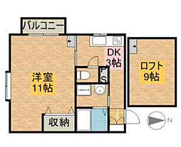 ドルフK 1DKの間取図画像