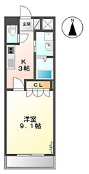 ラ・ティール 1Kの間取図画像