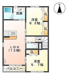 シャトーリバティー 2LDKの間取図画像